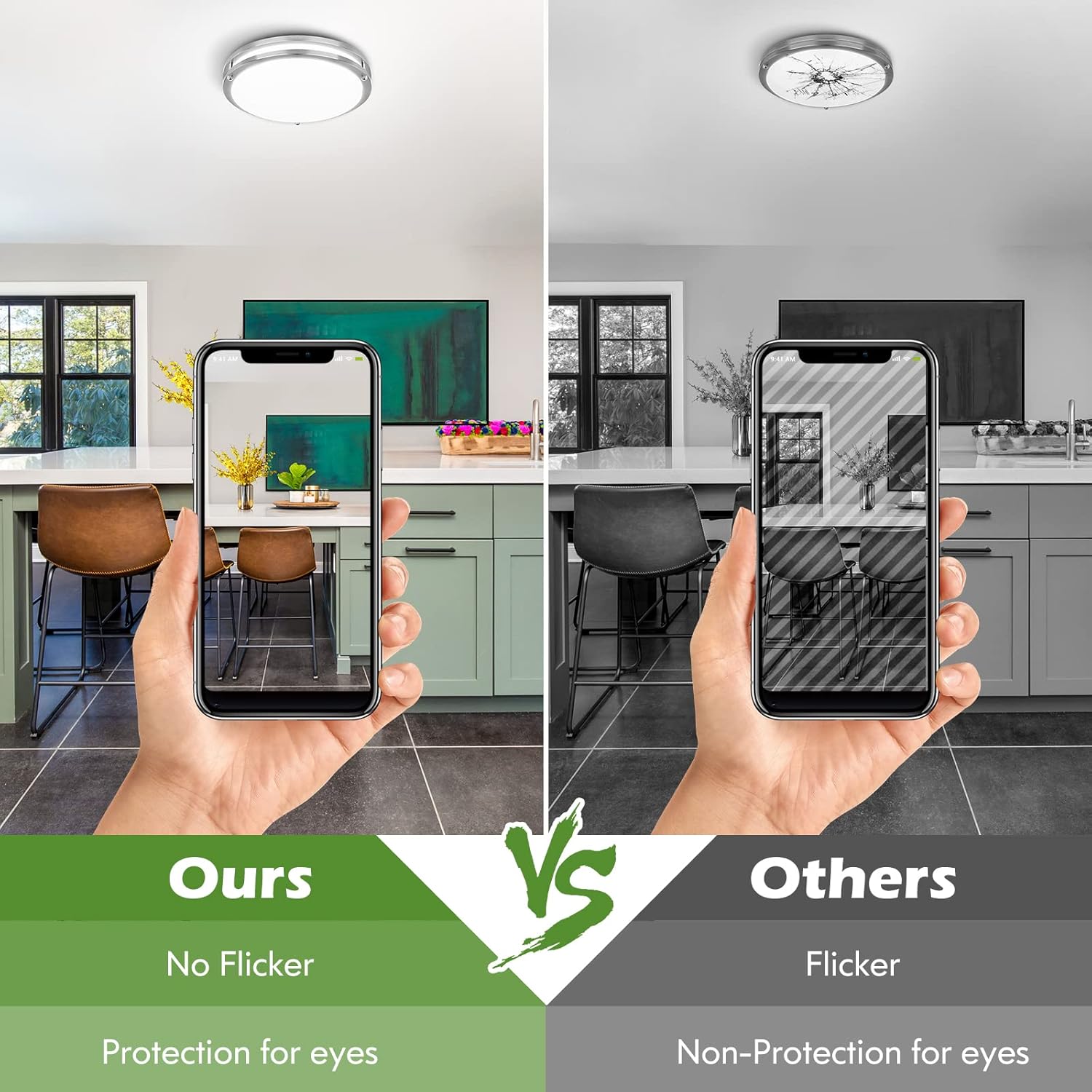 2-Pack 36W LED Ceiling Light Fixture (450W Equiv), 12IN Modern Flush Mount Ceiling Lights, Dimmable Ceiling Lamps Super Bright 3000LM, 3000K/4000K/5000K Adjustable for Bedroom Kitchen Bathroom Hallway - Image 5