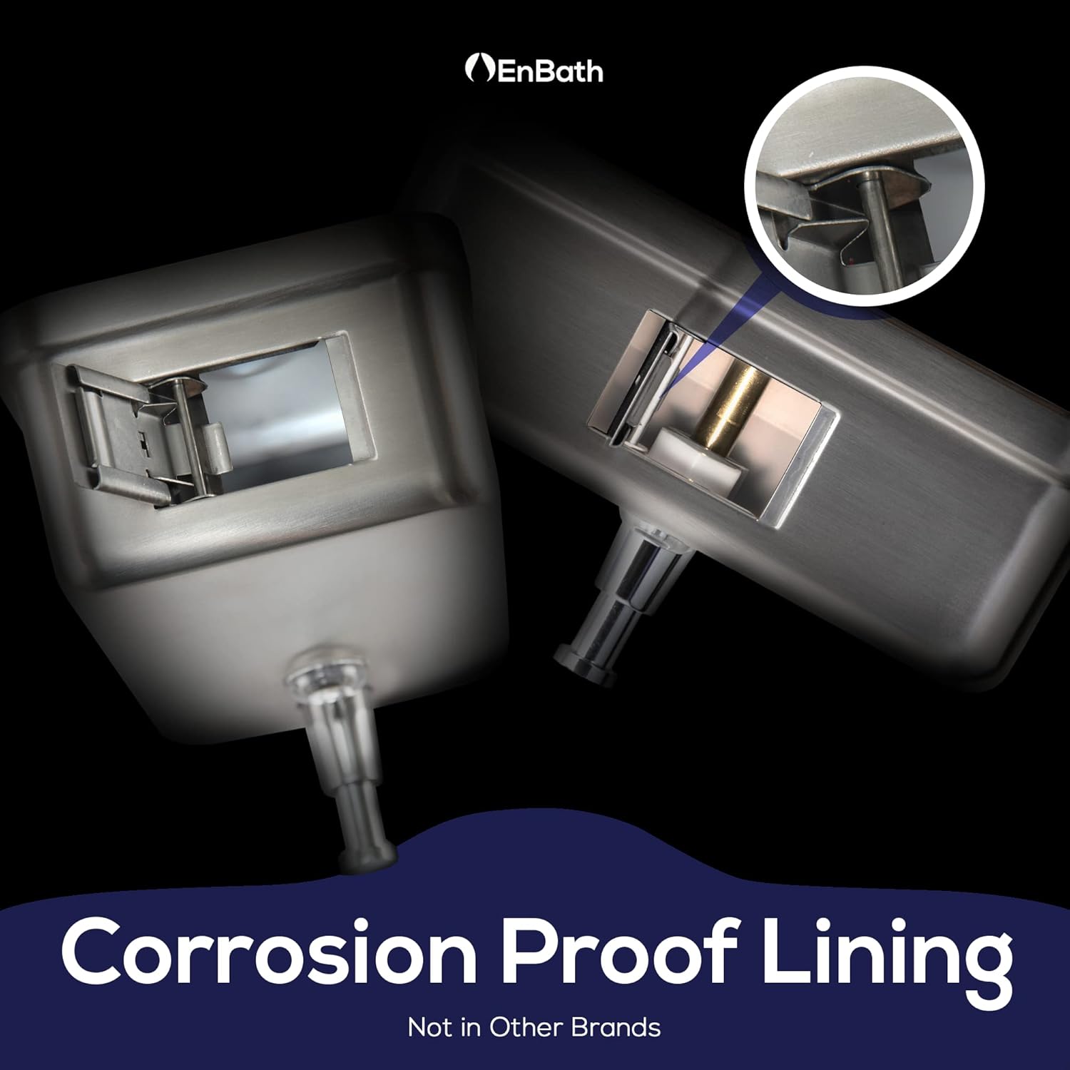 Commercial Soap Dispenser Wall Mount - Stainless Steel Wall Mounted Soap Dispenser for Bathroom - New Superior Design with Premium Anti-Leak Pump and Corrosion-Proof Lining - 37oz (1100ml) by EnBath - Image 4