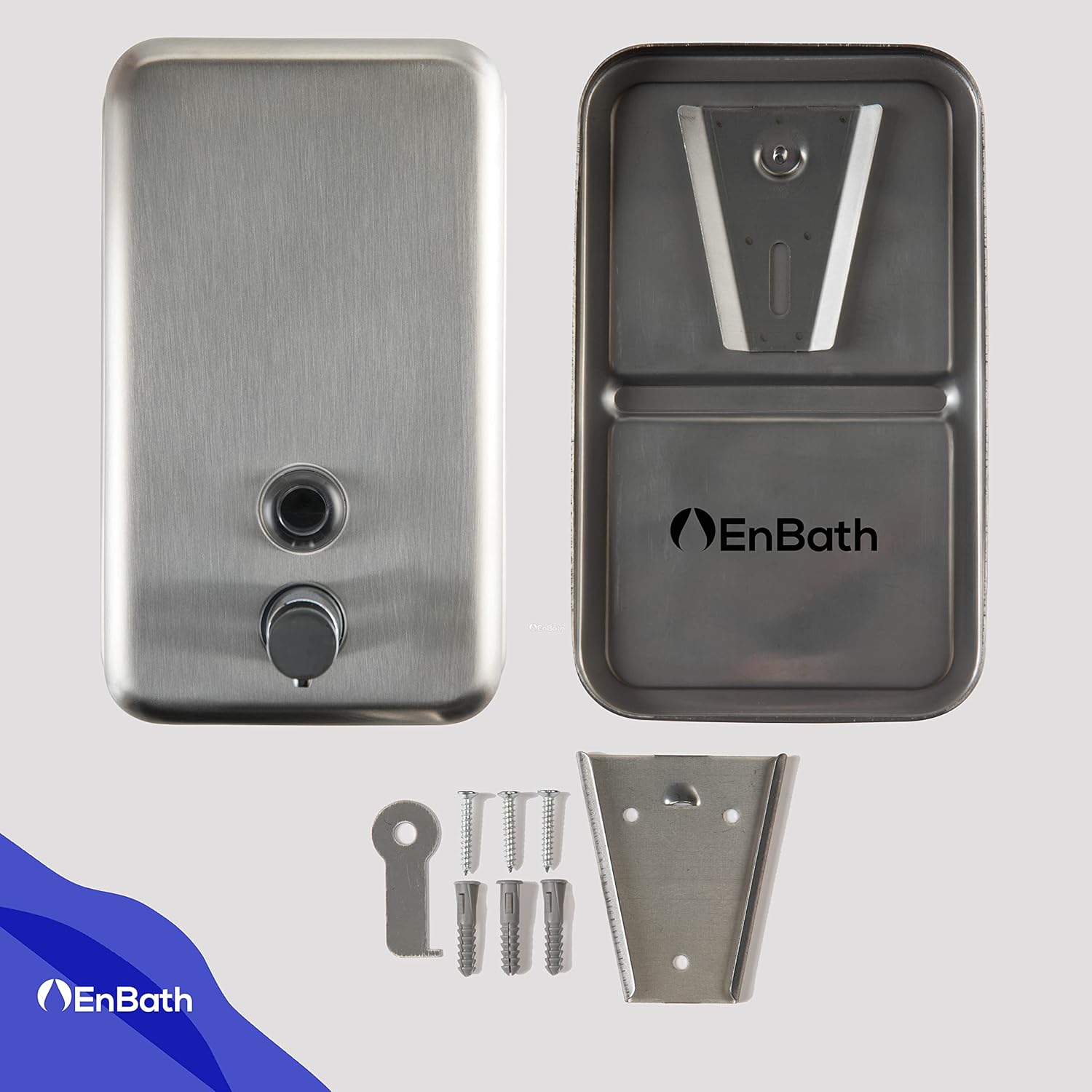 Commercial Soap Dispenser Wall Mount - Stainless Steel Wall Mounted Soap Dispenser for Bathroom - New Superior Design with Premium Anti-Leak Pump and Corrosion-Proof Lining - 37oz (1100ml) by EnBath - Image 6