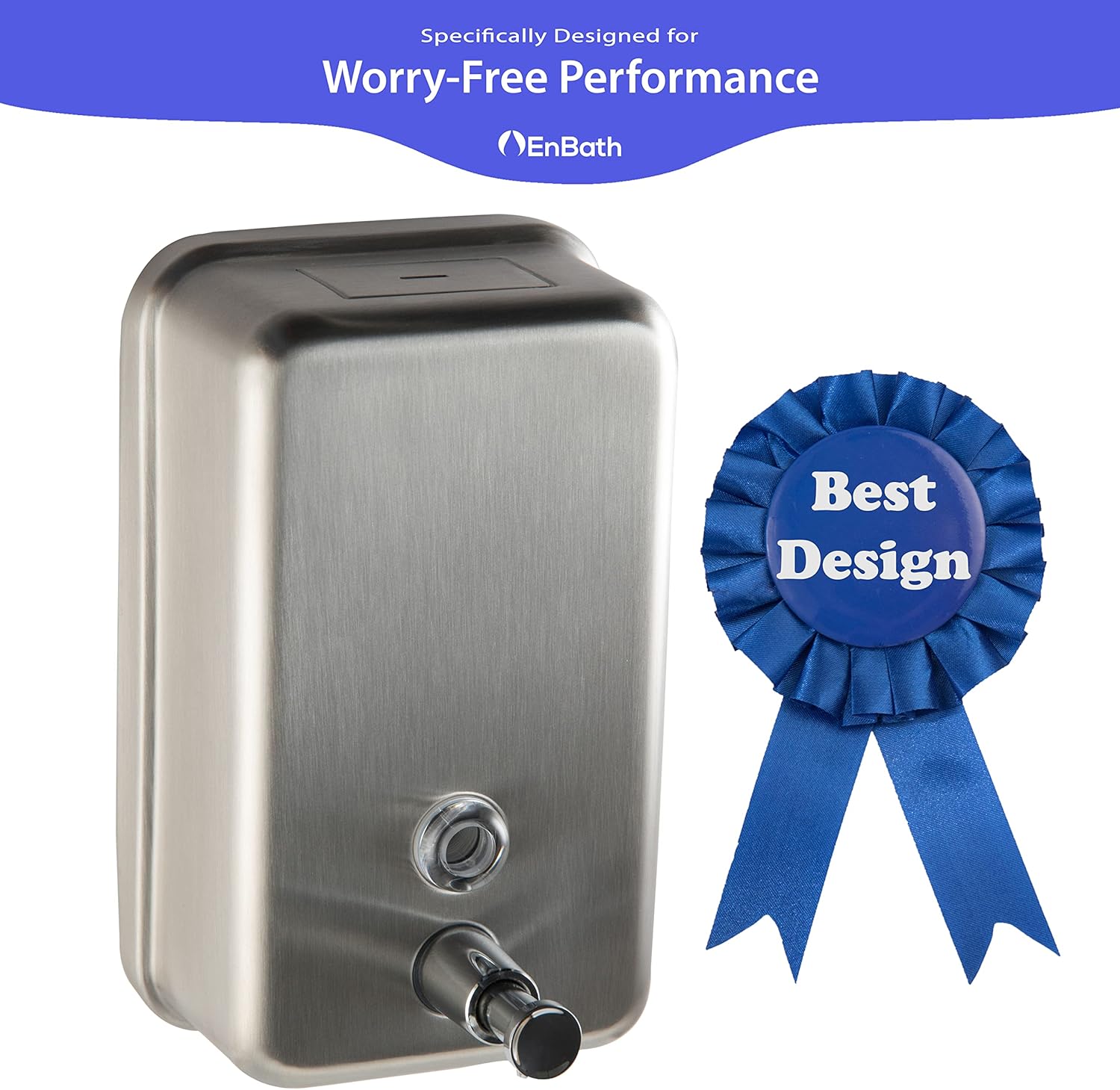 Commercial Soap Dispenser Wall Mount - Stainless Steel Wall Mounted Soap Dispenser for Bathroom - New Superior Design with Premium Anti-Leak Pump and Corrosion-Proof Lining - 37oz (1100ml) by EnBath - Image 7