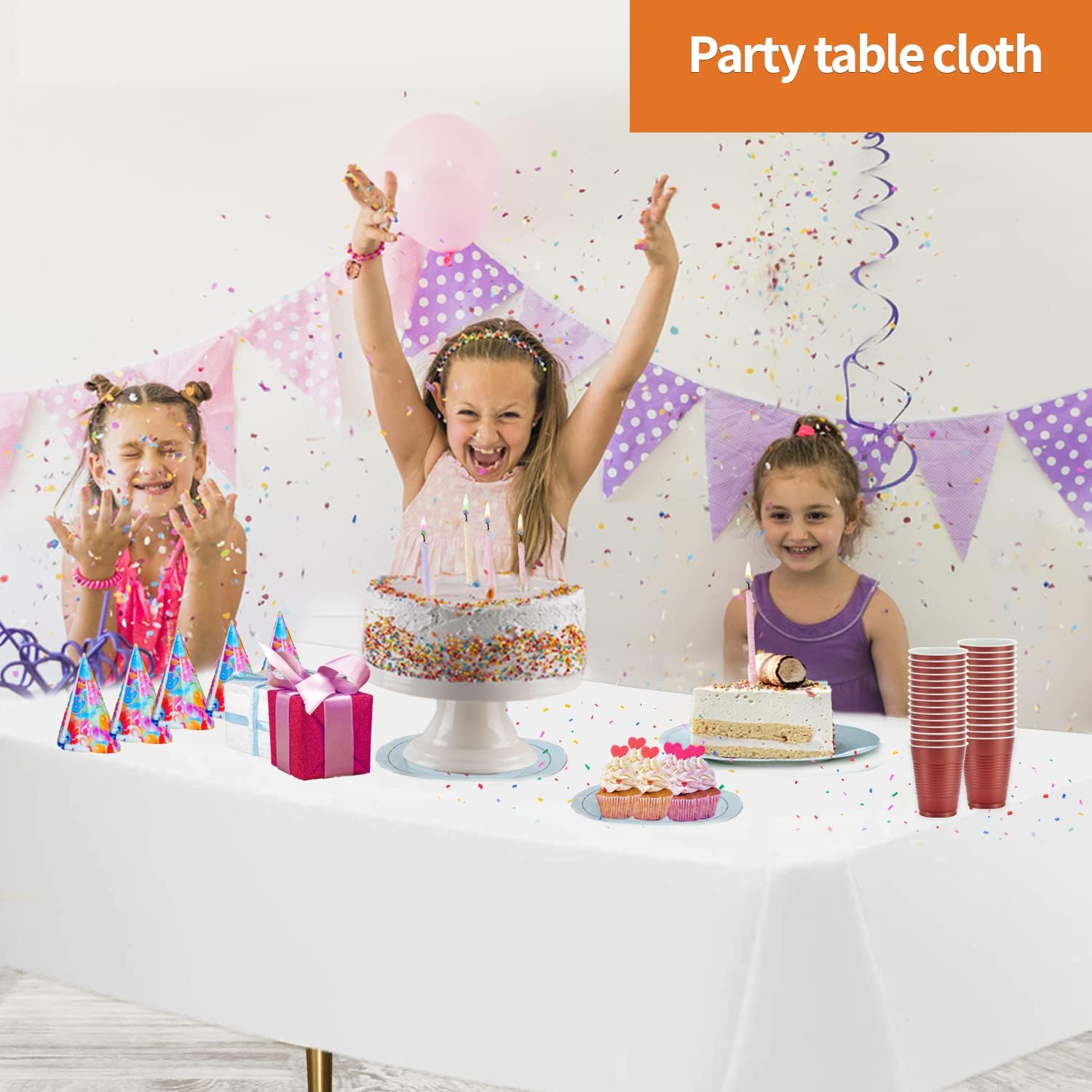 Party Dimensions White Disposable Plastic Tablecloth for Rectangle Tables (12 Pack) Table Cloths for Parties, Events & Weddings, Indoors Outdoors, 54 x 108 inches, Plastic Table Cover - Image 5